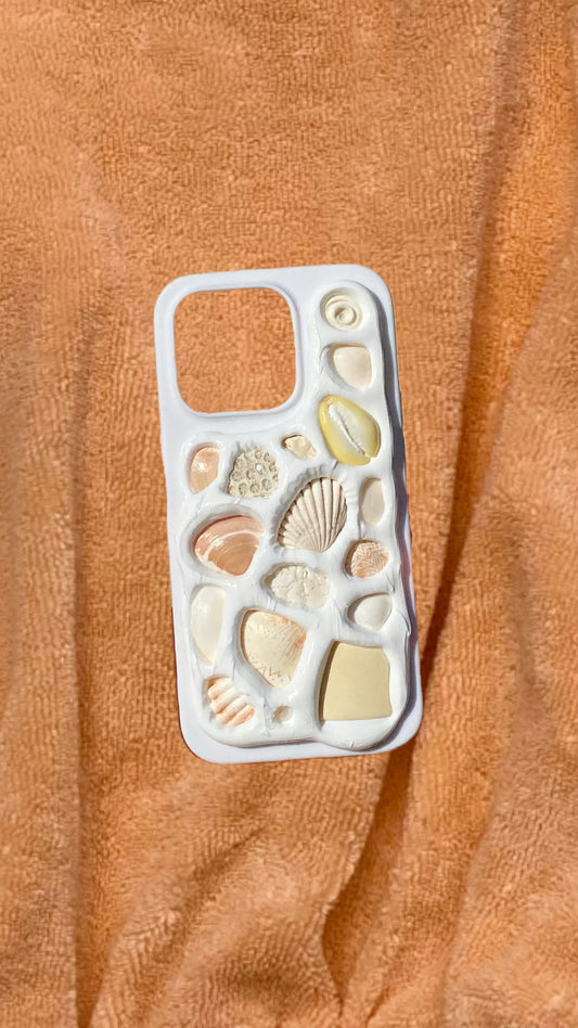 WHITE Natural Seashell Mosaic Phone Case